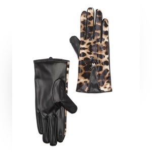 Vince Camuto Leopard Faux Leather Gloves Size: Small Size 7